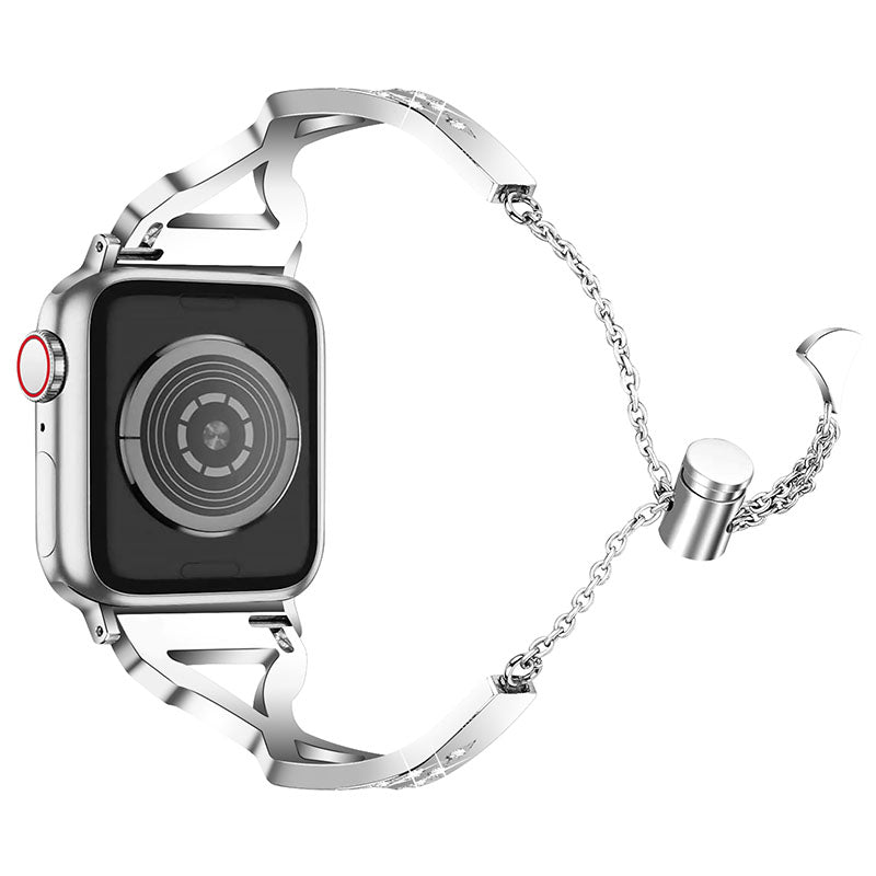 Rhinestone Stainless Steel Metal Watch Band Bracelet Strap Replacement for Apple Watch Ultra 2 49mm Series 9 45mm SE (2023) 44mm Ultra 49mm Series 8 45mm 7 45mm SE 44mm SE (2022) 44mm Series 6 5 4 44mm Series 3 2 1 42mm Rhinestone Stainless Steel Metal Watch Band Bracelet Strap Replacement for Apple Watch Ultra 2 49mm Series 9 45mm SE (2023) 44mm Ultra 49mm Series 8 45mm 7 45mm SE 44mm SE (2022) 44mm Series 6 5 4 44mm Series 3 2 1 42mm